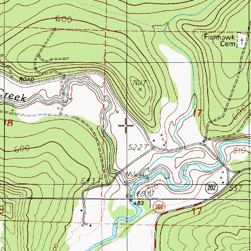 Topographic Map of Fishhawk (historical), OR