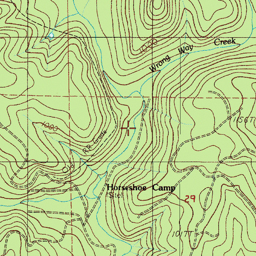 Topographic Map of Wrong Way Creek, OR