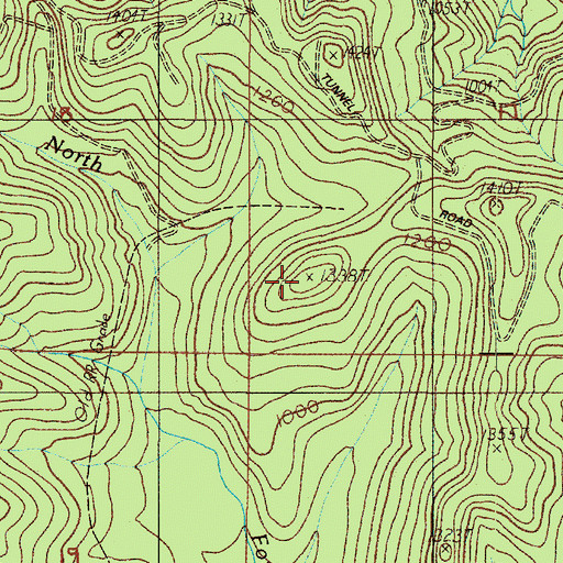 Topographic Map of Tunnel Mountain, OR