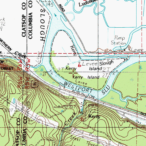 Topographic Map of Kerry Island, OR