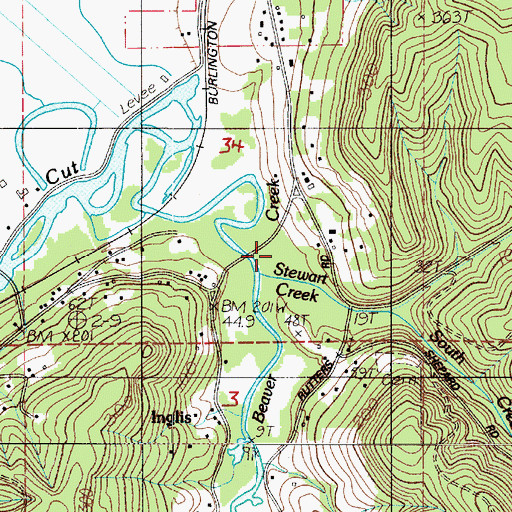 Topographic Map of Stewart Creek, OR