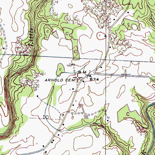 Topographic Map of Arnold Cemetery, AL