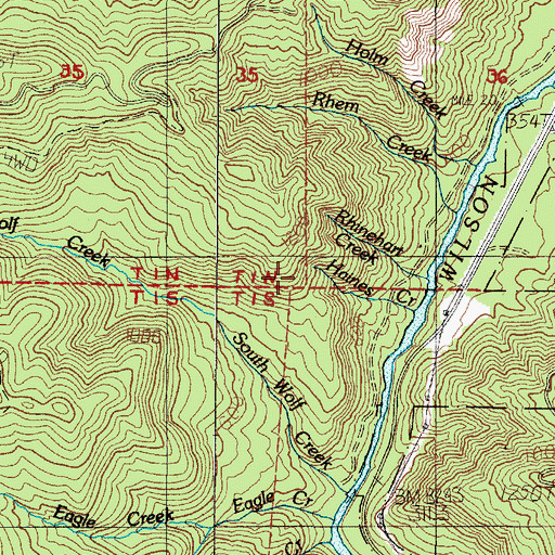 Topographic Map of Rhinehart Creek, OR