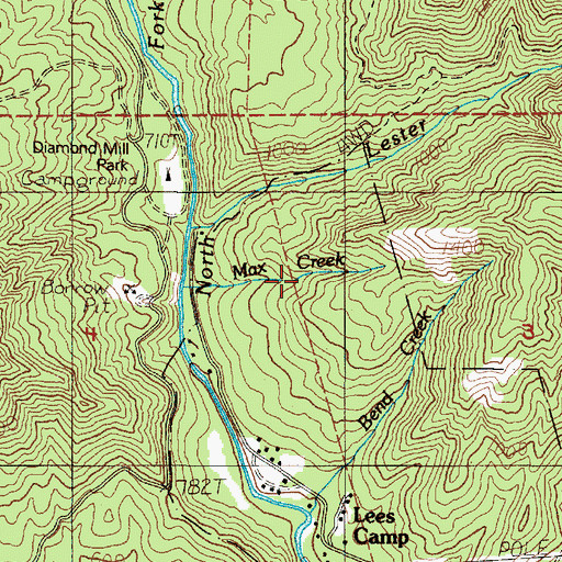 Topographic Map of Bend Creek, OR