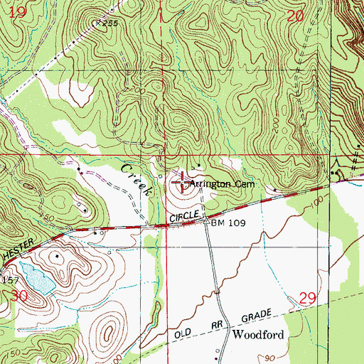 Topographic Map of Arrington Cemetery, AL