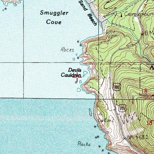 Topographic Map of Devils Cauldron, OR