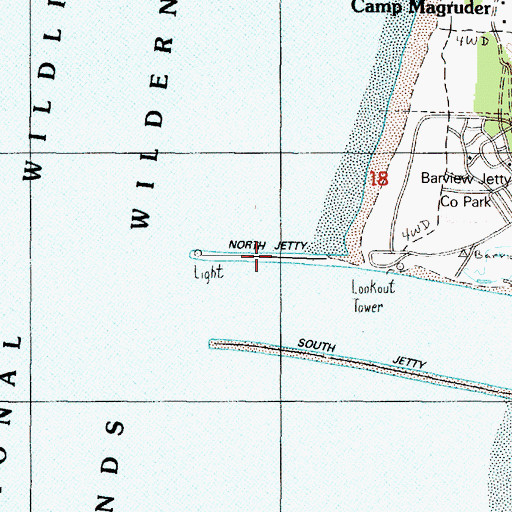 Topographic Map of North Jetty, OR