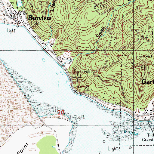 Topographic Map of Green Hill, OR
