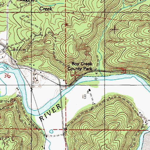 Topographic Map of Roy Creek Park, OR