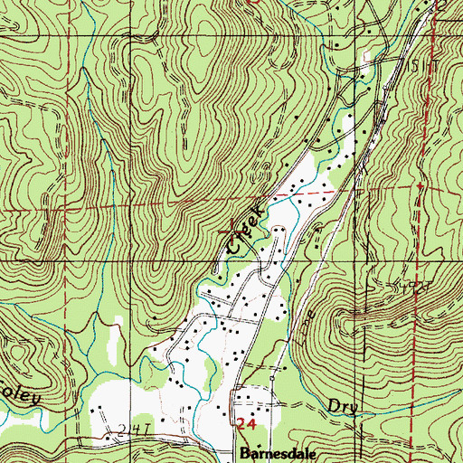 Topographic Map of Dry Creek, OR