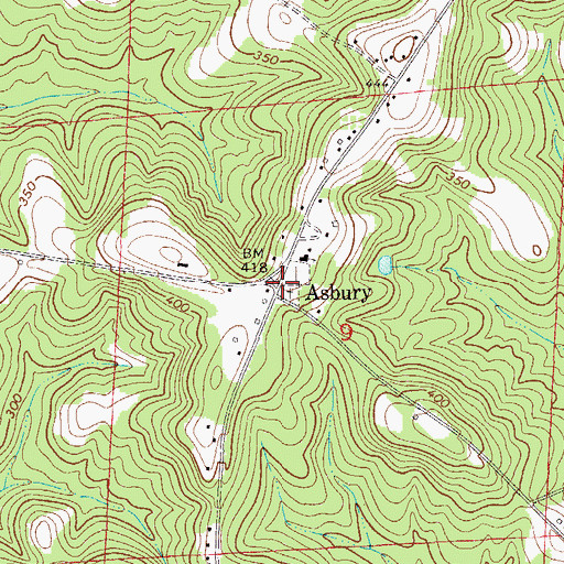 Topographic Map of Asbury, AL