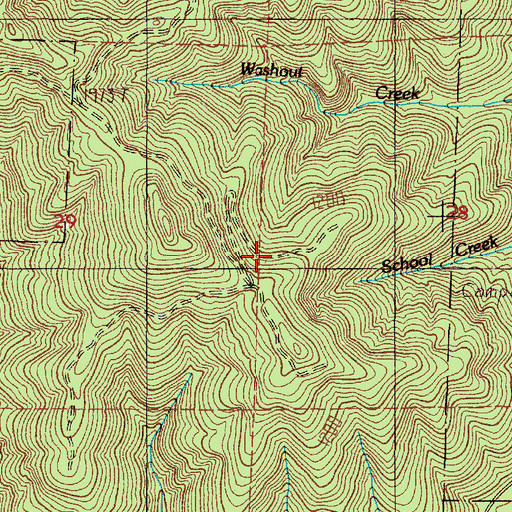 Topographic Map of School Creek, OR