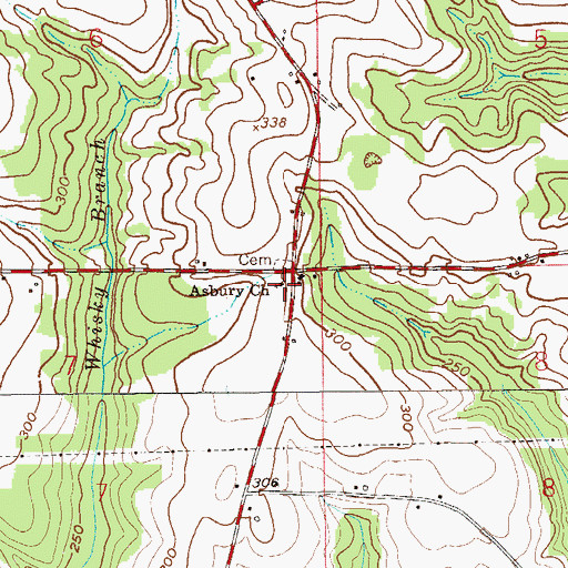 Topographic Map of Asbury Methodist Church, AL
