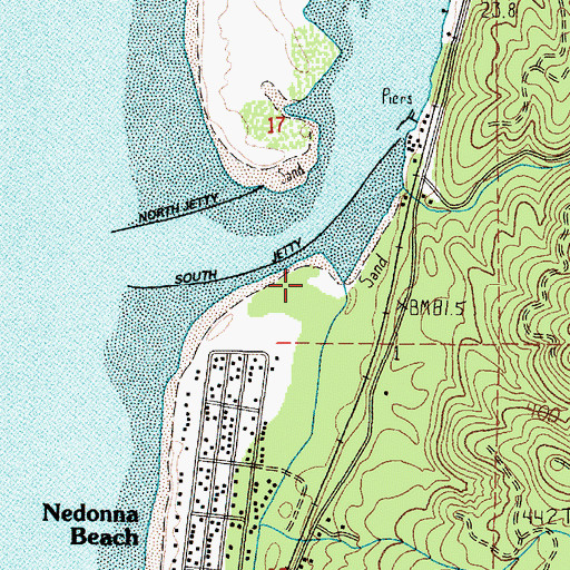Topographic Map of South Jetty Nehalem Bay, OR