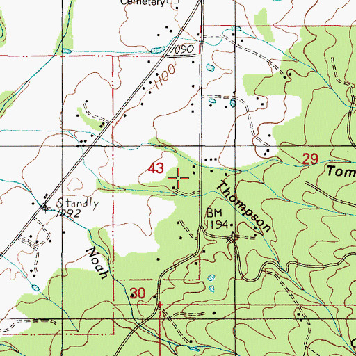 Topographic Map of Thompson Creek, OR