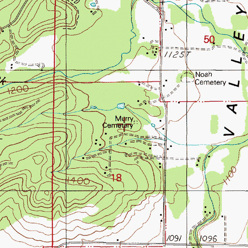 Topographic Map of Murray Cemetery, OR