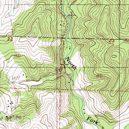 Topographic Map of Okietown, OR