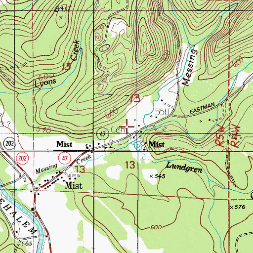 Topographic Map of Eastman Creek, OR