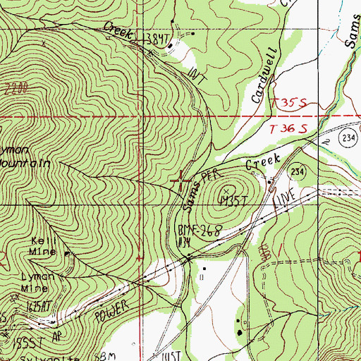 Topographic Map of Hence Creek, OR
