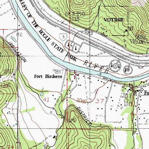 Topographic Map of Fort Birdseye (historical), OR