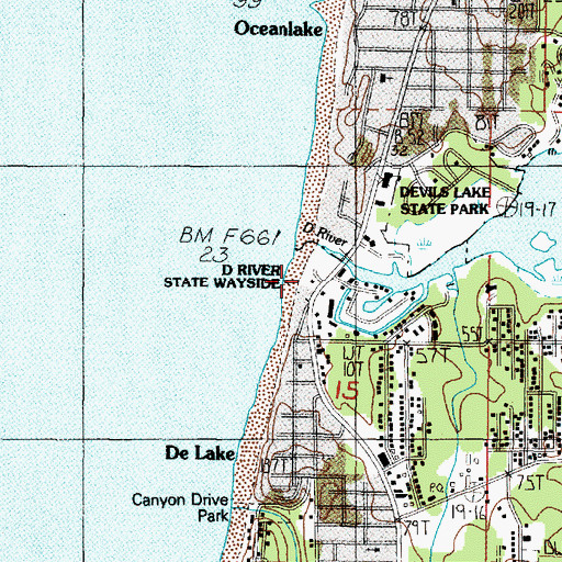 Topographic Map of D River State Park, OR
