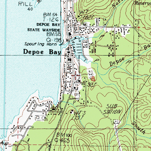 Topographic Map of Depoe Bay Creek, OR