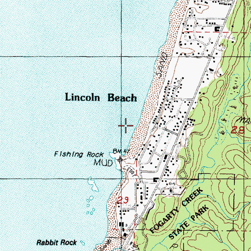 Topographic Map of Lincoln Beach Wayside, OR