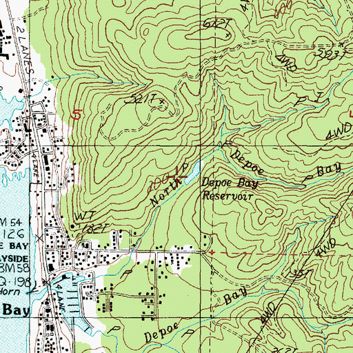 Topographic Map of North Depoe Bay Creek Reservoir, OR