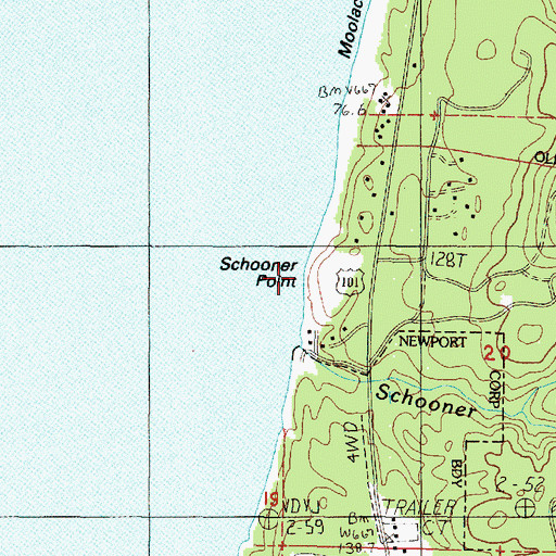 Topographic Map of Schooner Point, OR