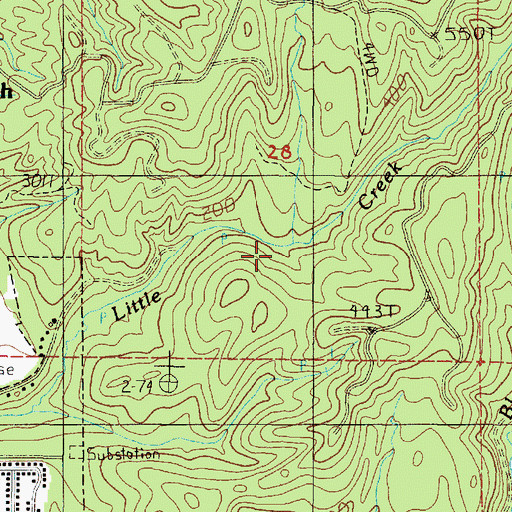 Topographic Map of Martin Falls, OR