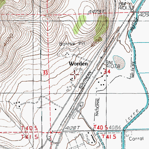 Topographic Map of Worden Cemetery, OR