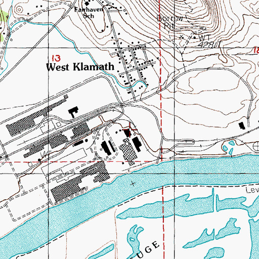 Topographic Map of West Klamath (historical), OR