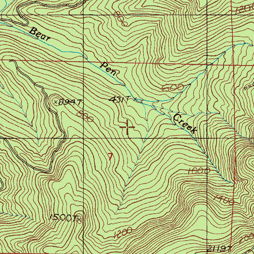 Topographic Map of Bear Pan Creek, OR