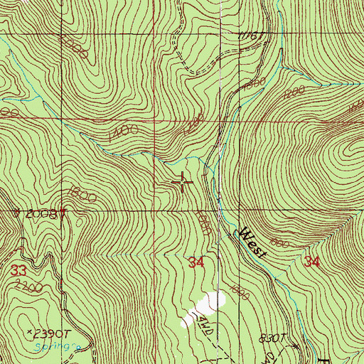 Topographic Map of Reeves Creek, OR