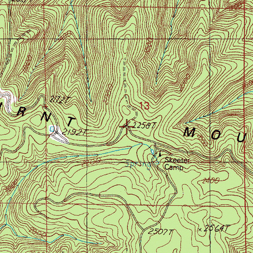 Topographic Map of Burnt Mountain Recreation Site, OR