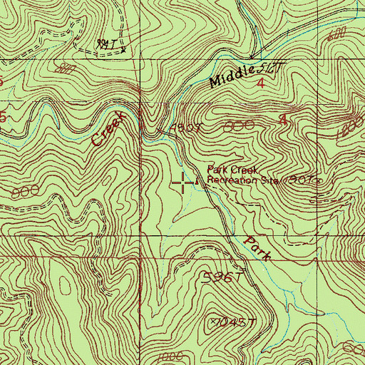 Topographic Map of Park Creek Recreation Site, OR