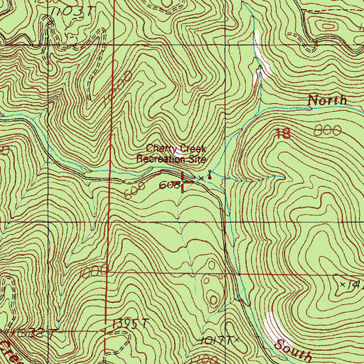Topographic Map of North Fork Cherry Creek, OR