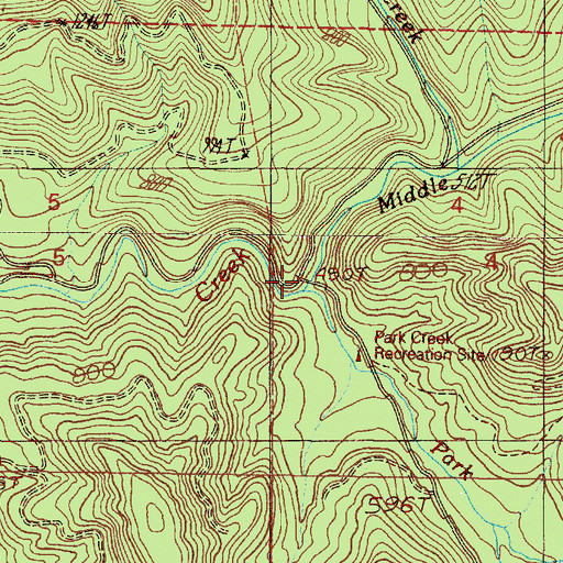 Topographic Map of Park Creek, OR