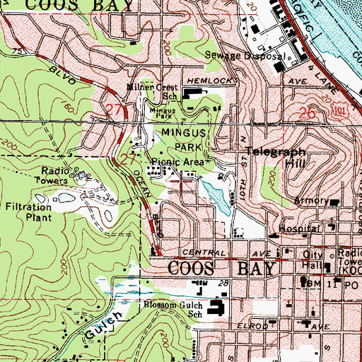 Topographic Map of Mingus Park Creek, OR