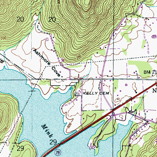 Topographic Map of Ashmore Cove, AL