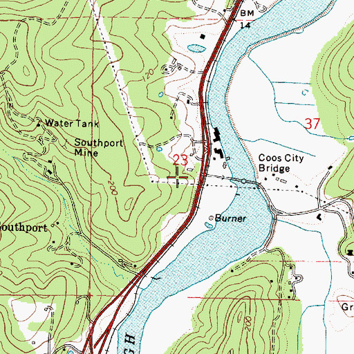 Topographic Map of Coos City (historical), OR