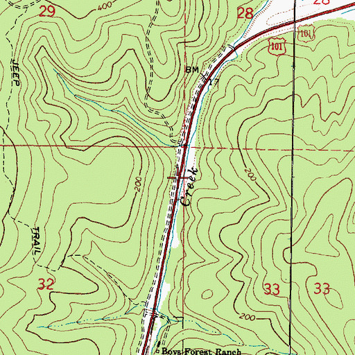 Topographic Map of Fox Creek, OR
