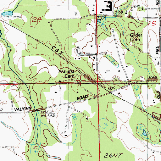 Topographic Map of Ashurst Cemetery, AL