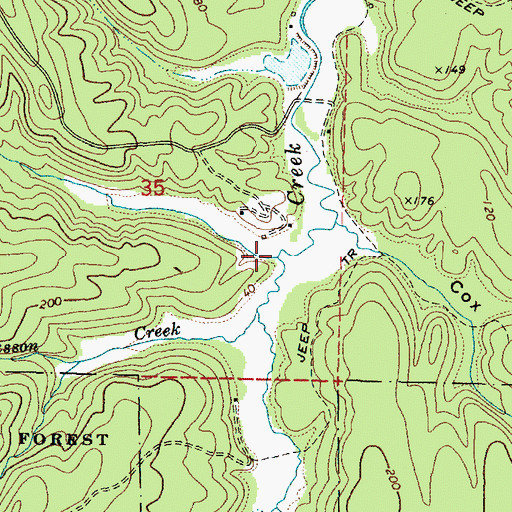 Topographic Map of Theodore Johnston Creek, OR