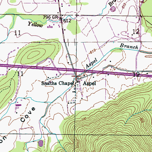 Topographic Map of Aspel, AL
