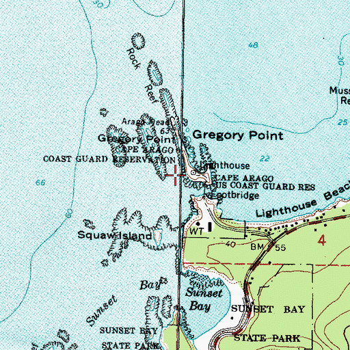 Topographic Map of Cape Arago Lighthouse, OR