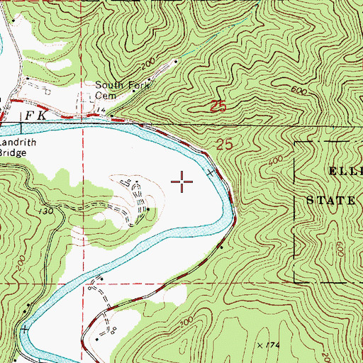 Topographic Map of Contrary Bend, OR