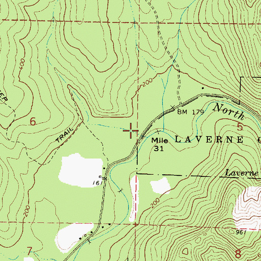 Topographic Map of Blue Creek, OR