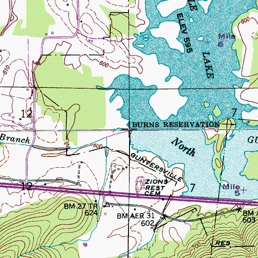 Topographic Map of Aspel Branch, AL