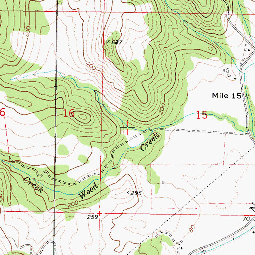 Topographic Map of North Fork Wood Creek, OR